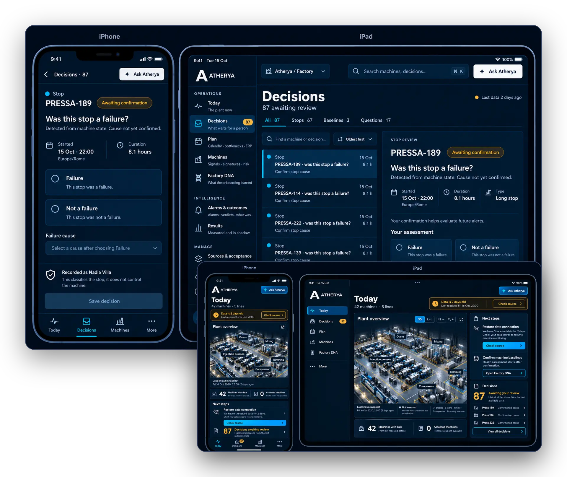 ATHERYA on iPhone and iPad: factory overview and decisions awaiting human confirmation